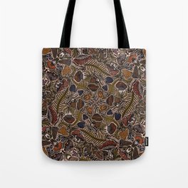 Funghi & Fern Forest, Fall Colors , Foraging for Woodland Mushrooms Brown, Orange Purple Tote Bag