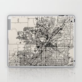 Roseville USA - City Map in Black and White Aesthetic - vintage, pillows, town, pot, canvas, map, di Laptop Skin