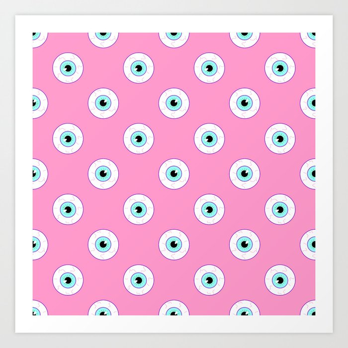 Blue Eyes on Pink Art Print