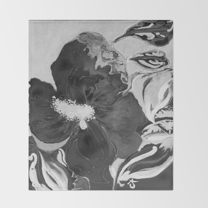 Black And White Of Birthday Acrylic Blue Orange Hibiscus Flower