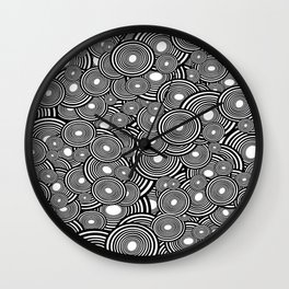 Circulating Wall Clock | White, Graphicdesign, Bubbles, Black, Pattern, Opticalillusion, Circles, Round, Tunnel, Grey 