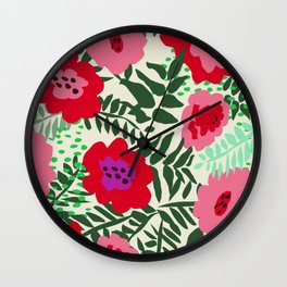 color matters: happy florals in pink light backround Wall Clock
