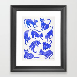 Cat Positions – Blue Palette Framed Art Print