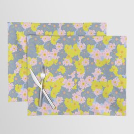 Pastel Spring Flowers on Sky Blue Placemat