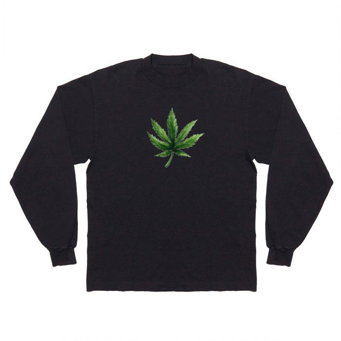 Pot Leaf Watercolor Green Long Sleeve T Shirt