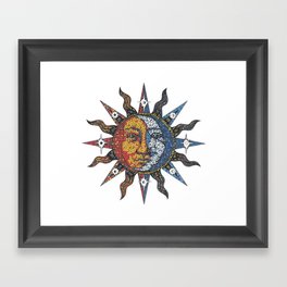 Celestial Mosaic Sun/Moon Framed Art Print
