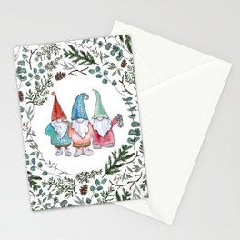 Christmas Gnome Greenery Circle Stationery Card