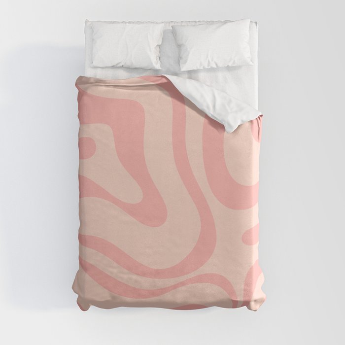 Soft Blush Pink Liquid Swirl Modern Abstract Pattern Duvet Cover