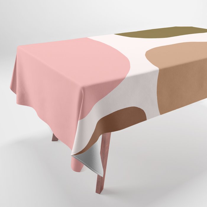 Pink Green Abstract Shapes Boho Girl Tablecloth