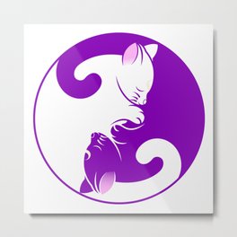 cat yin yang kitten symbol purple Metal Print