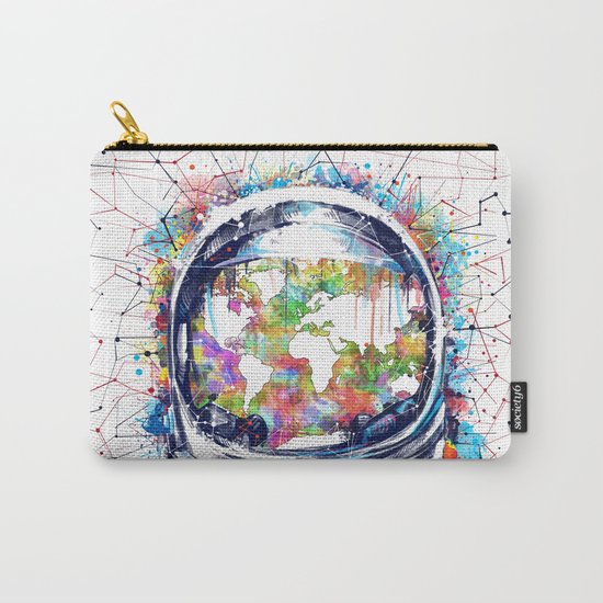 astronaut world map colorful Carry-All Pouch
