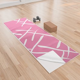White cross marks on pink background Yoga Towel