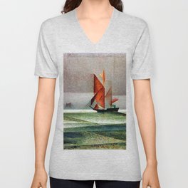 Lyonel Feininger The Ostsee Schooner  V Neck T Shirt