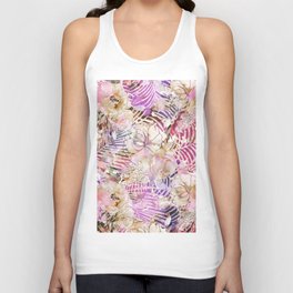 Colorful summer pink purple ivory watercolor flowers Unisex Tank Top