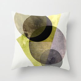 Solar Sail: silver bubbles and a gold triangle Throw Pillow