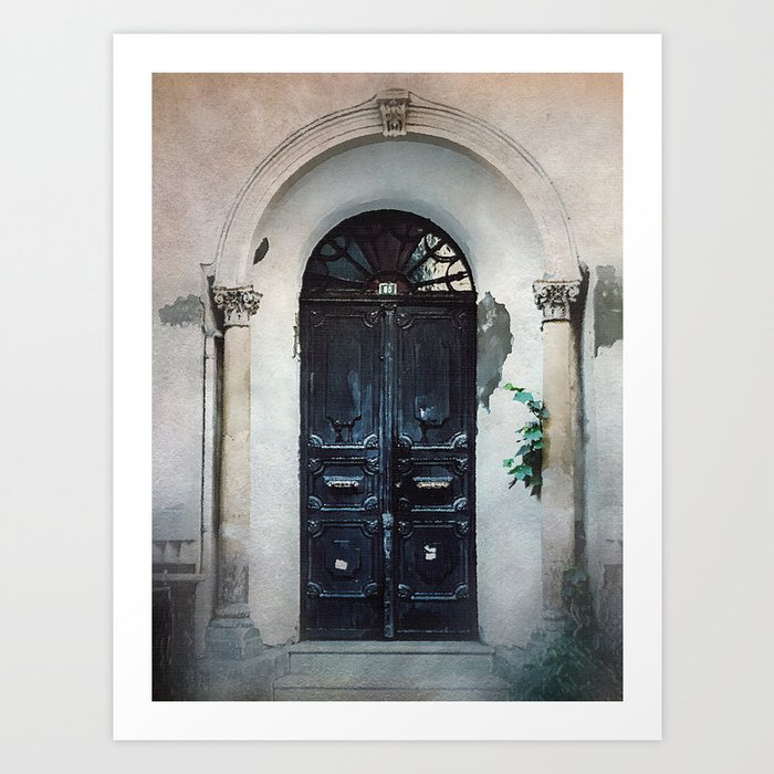 Whitewashed & Blackened - Travel Photography / European Door Art Print Art Print