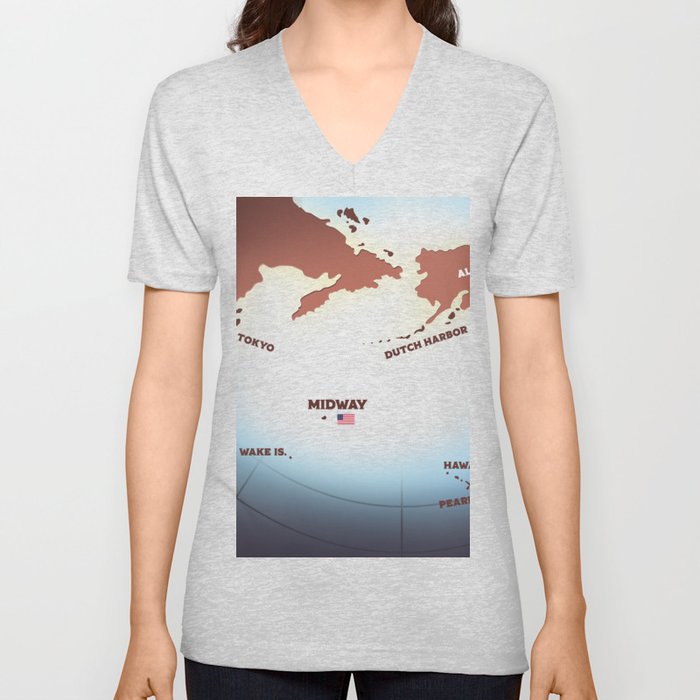 Midway island WW2 map V Neck T Shirt
