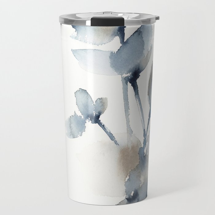 Blue grey florals Travel Mug