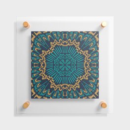 Blue Textured Abstract Mandala Floating Acrylic Print