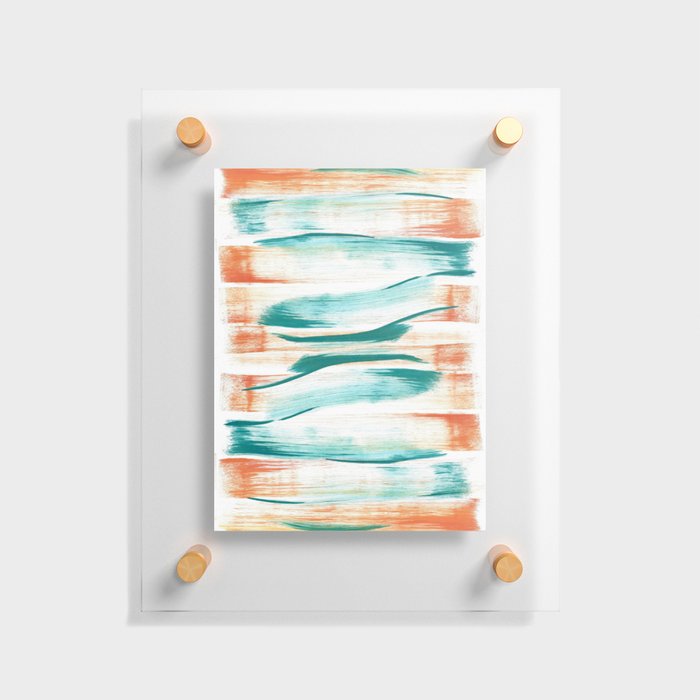 Teal and Orange Brush Strokes Floating Acrylic Print