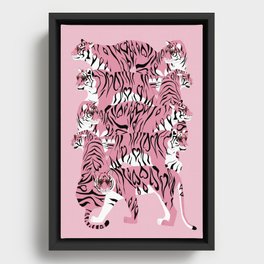 Pink Love Tigers Framed Canvas
