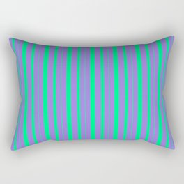 [ Thumbnail: Purple and Green Colored Stripes Pattern Rectangular Pillow ]