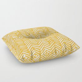 Boho Abstract Herringbone Pattern, Summer Yellow Floor Pillow