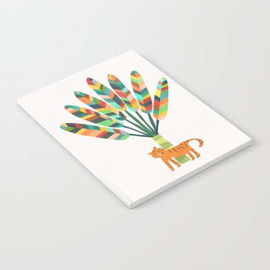 Whimsical travelers palm with tiger Notebook