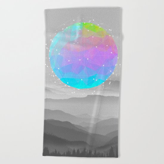 Worlds That Never Were (Geodesic Moon) Beach Towel