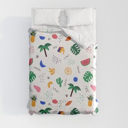 Colorful summer nature drawing seamless pattern Duvet Cover