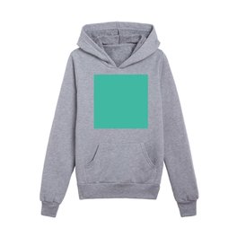 Medium Turquoise Solid Color Pantone Electric Green 14-5721 TCX Shades of Blue-green Hues Kids Pullover Hoodies