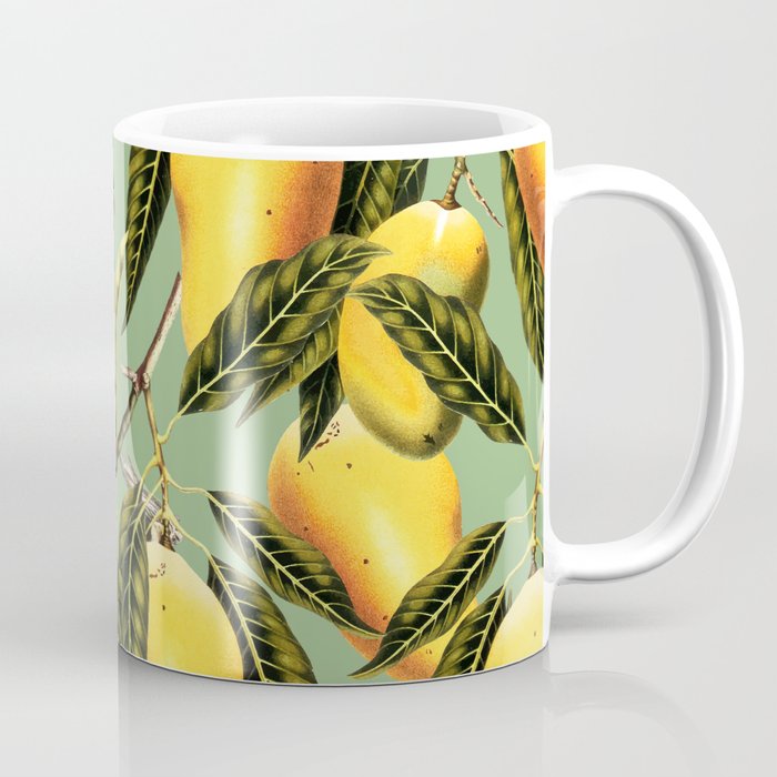 Mango Season Eclectic Illustration, Fruits Tropical Botanical Nature Vintage Painting Coffee Mug