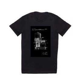 Espresso Machine Patent Artwork - White on Black T Shirt