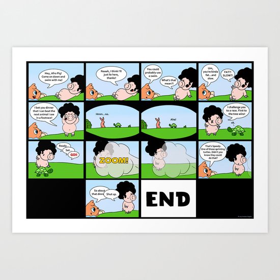Afro Pig and the Footrace Art Print