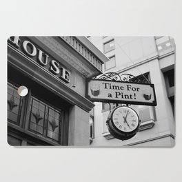 Time for a beer, vintage bar sign in black and white | Moment of relax Cutting Board