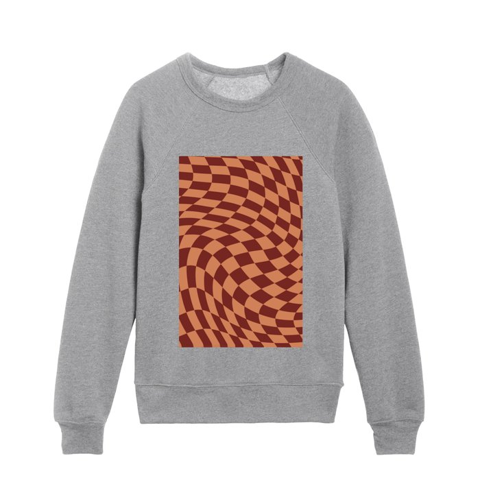 Earth tone swirl checker var 4 Kids Crewneck