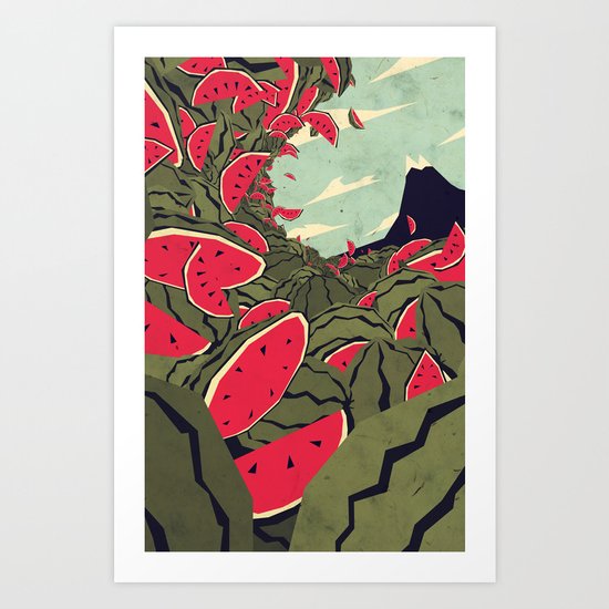 Watermelon surf dream Art Print