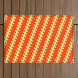 [ Thumbnail: Red & Tan Colored Lines Pattern Outdoor Rug ]
