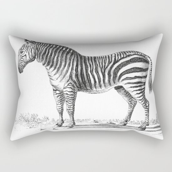 Zebra black and white retro drawing Rectangular Pillow