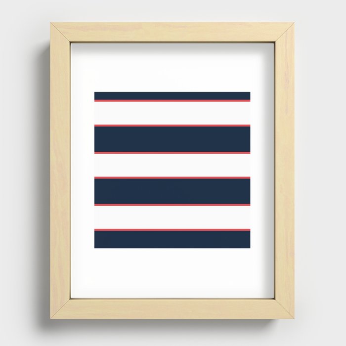 Nautical Navy Blue & White Stripes Recessed Framed Print