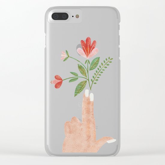 Floral Pistol Clear iPhone Case