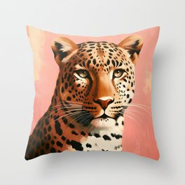 Leopard Cat Portrait | Beautiful Impressionist Oil Painting Nature Wilderness Unique Gift Pretty Cool Wall Art Throw Pillow