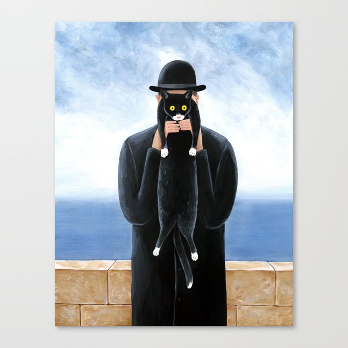 Man with a cat Canvas Print