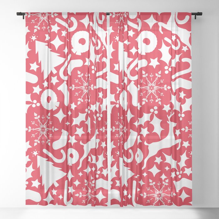 Christmas Pattern Sheer Curtain