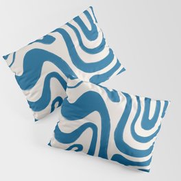 Daphne Blue Minimalistic Hand-Painted Swirl Pillow Sham