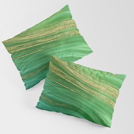 Green Mermaid Glamour Marble With Gold Veins Pillow Sham