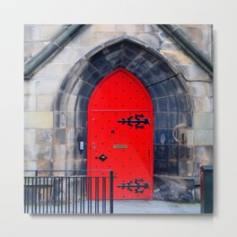 Red Door Metal Print | Church, Edinburg, Digital, Architecture, Digital Manipulation, Scotland, Reddoor, Castle, Door, Color 
