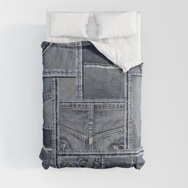 Blue Jeans Denim Patchwork Pattern Comforter