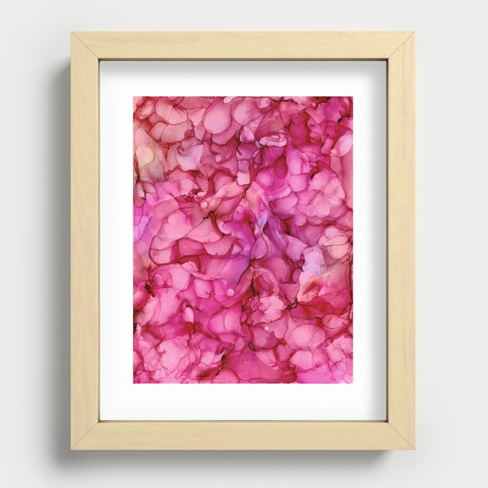 Passion Roses: Original Abstract Alcohol Ink Painting Recessed Framed Print