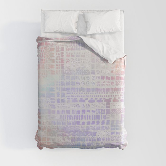 pastel cloudy sky ink marks hand-drawn collection Duvet Cover